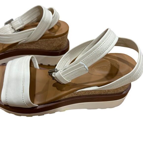 Revolve SEE BY CHLOE White 1" Platform Robin Round Toe Wedge Leather Sandals 39 - Picture 7 of 12